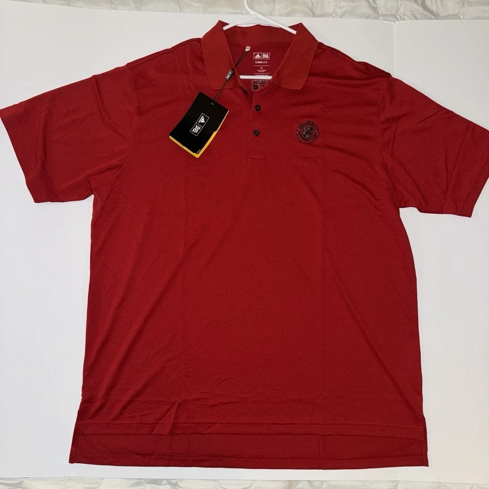 Men's XL adidas Climalite Red Relaxed FitPerformance Golf Polo Oakland‎ Hills CC